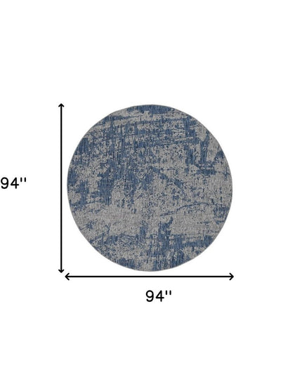 8' Gray Abstract Round Rug