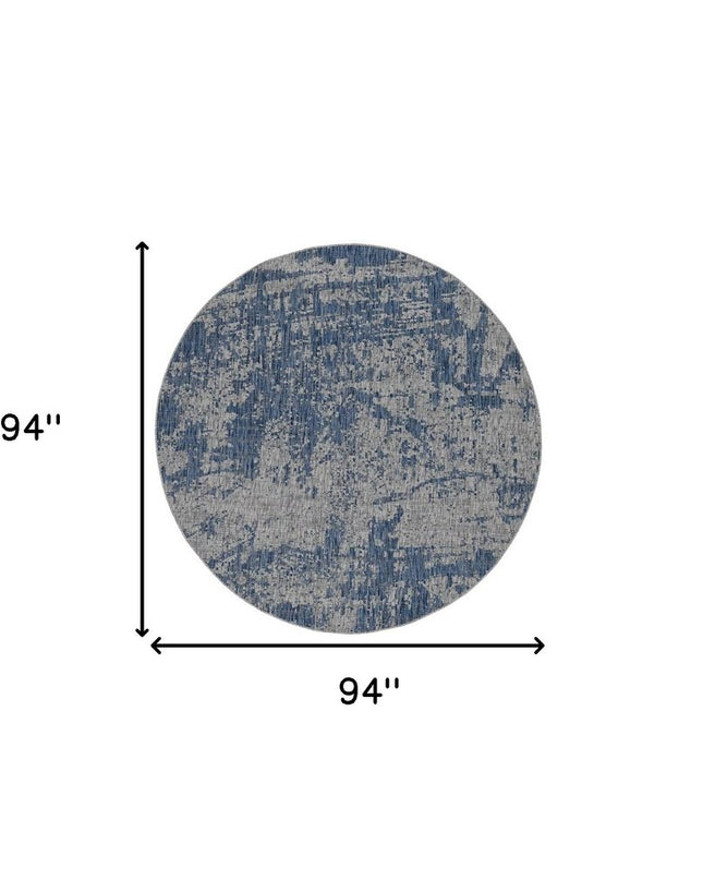 8' Gray Abstract Round Rug