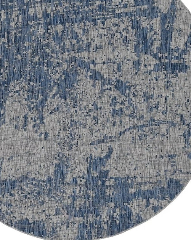 8' Gray Abstract Round Rug