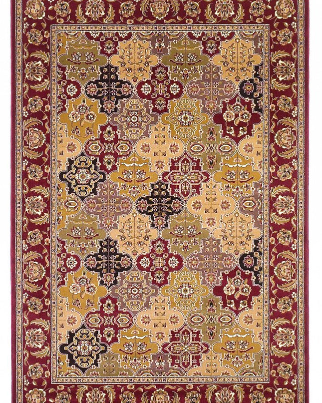 5' X 8' Red Orange And Black Quatrefoil Area Rug