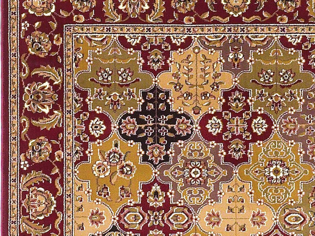 5' X 8' Red Orange And Black Quatrefoil Area Rug