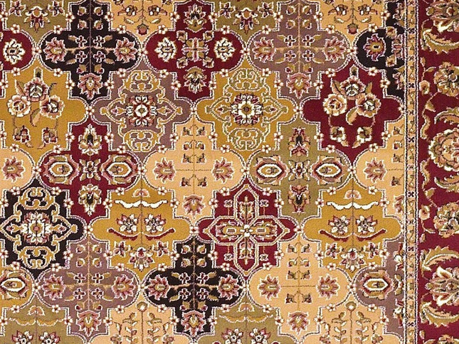 5' X 8' Red Orange And Black Quatrefoil Area Rug