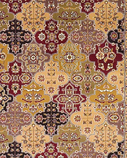 5' X 8' Red Orange And Black Quatrefoil Area Rug