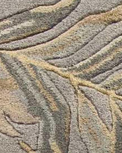 3' X 5' Gray And Taupe Wool Botanical Leaves Hand Tufted Area Rug