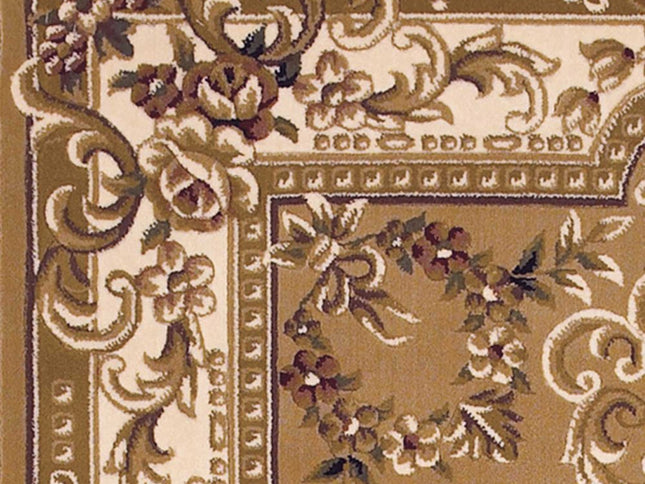 5' X 8' Beige Ivory And Brown Floral Medallion Area Rug
