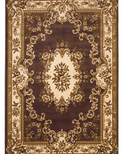 5' X 8' Plum And Ivory Floral Medallion Area Rug