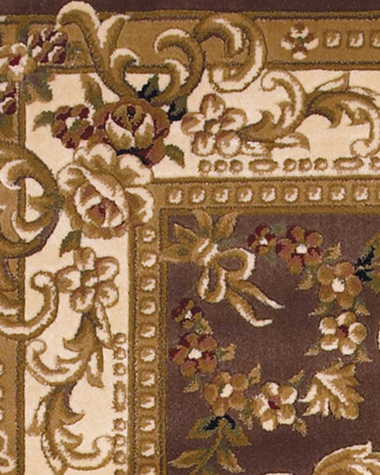 5' X 8' Plum And Ivory Floral Medallion Area Rug