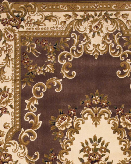 5' X 8' Plum And Ivory Floral Medallion Area Rug