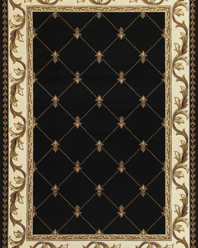 5' X 8' Brown Black And Ivory Floral Vines Area Rug