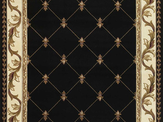 5' X 8' Brown Black And Ivory Floral Vines Area Rug
