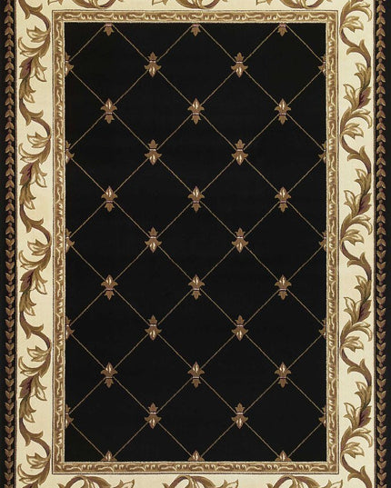 5' X 8' Brown Black And Ivory Floral Vines Area Rug