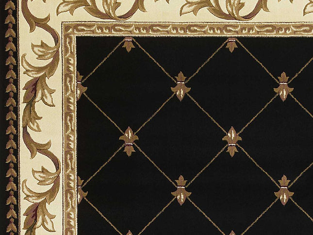 5' X 8' Brown Black And Ivory Floral Vines Area Rug