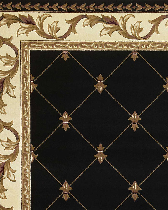 5' X 8' Brown Black And Ivory Floral Vines Area Rug