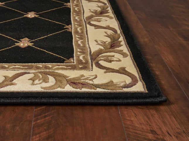 5' X 8' Brown Black And Ivory Floral Vines Area Rug