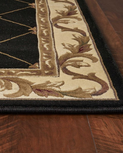 5' X 8' Brown Black And Ivory Floral Vines Area Rug