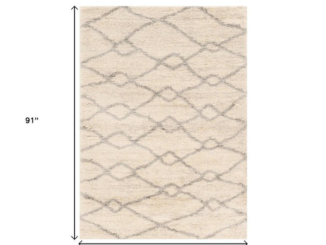 5' X 8' Ivory And Gray Chain Area Rug