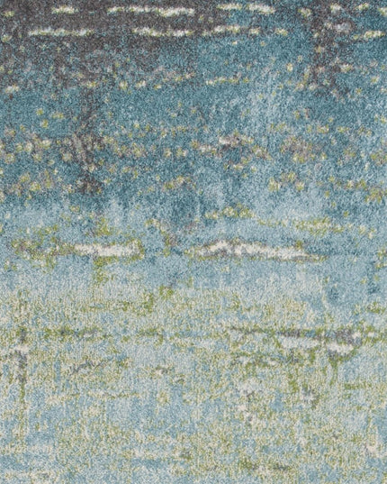 5' X 8' Blue And Green Abstract Area Rug