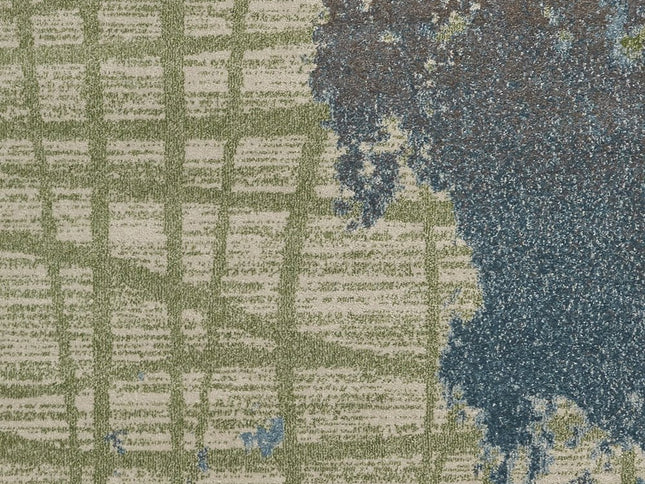 8' X 11' Green Blue Machine Woven Abstract Indoor Area Rug