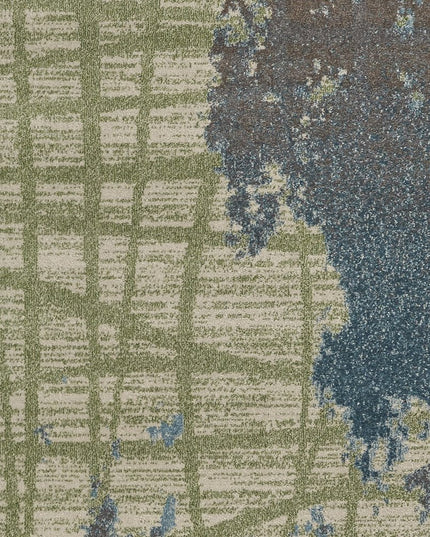 8' X 11' Green Blue Machine Woven Abstract Indoor Area Rug