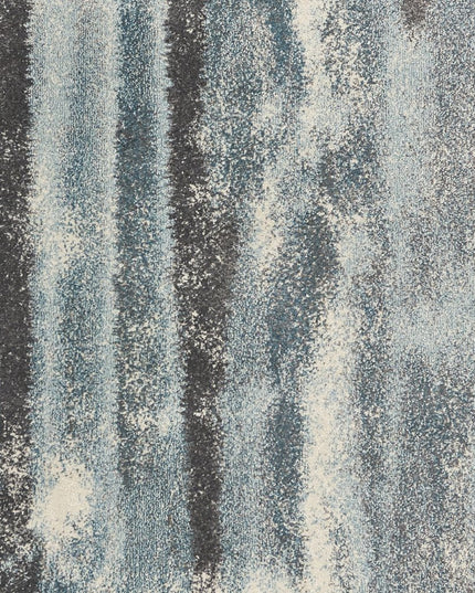 7' X 10' Teal Blue And White Abstract Distressed Area Rug