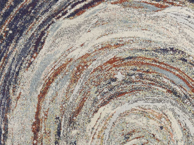 8' Sage Brown And Ivory Floral Medallion Round Rug