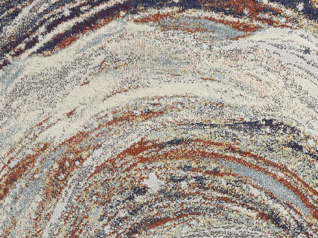 8' Sage Brown And Ivory Floral Medallion Round Rug