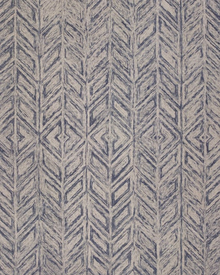 8' X 10' Blue And Beige Wool Chevron Hand Tufted Area Rug