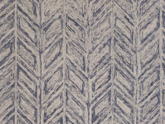 8' X 10' Blue And Beige Wool Chevron Hand Tufted Area Rug