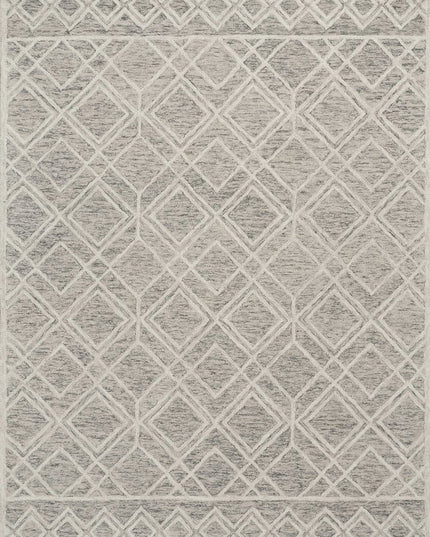 5' X 7' Sand Beige And Ivory Wool Geometric Hand Hooked Area Rug