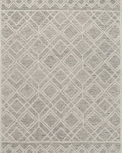 5' X 7' Sand Beige And Ivory Wool Geometric Hand Hooked Area Rug