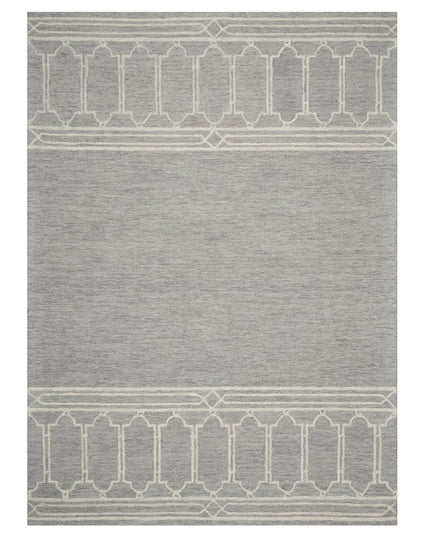 8' X 10' Gray And Ivory Wool Geometric Hand Tufted Area Rug