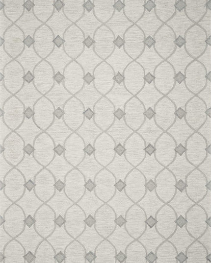 8' X 10' Ivory And Gray Wool Ogee Hand Tufted Area Rug