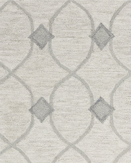 8' X 10' Ivory And Gray Wool Ogee Hand Tufted Area Rug
