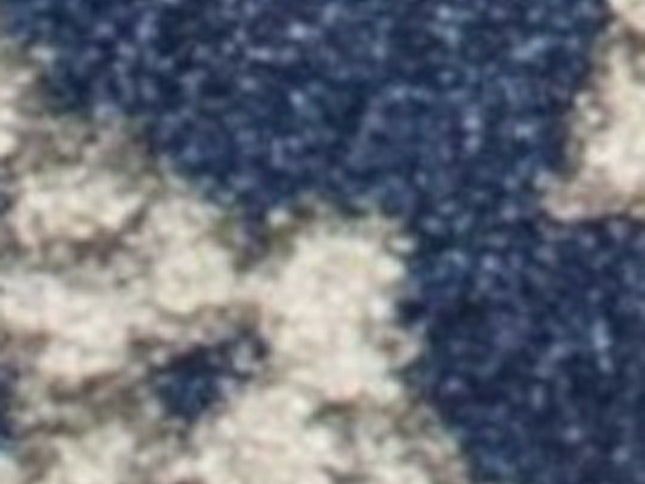 7' X 9' Blue And Ivory Floral Medallion Area Rug