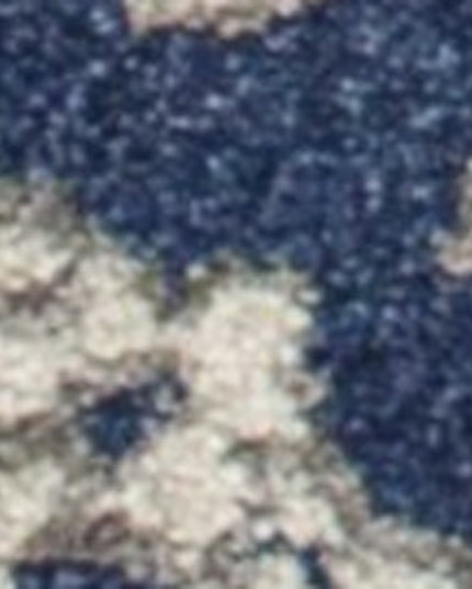 7' X 9' Blue And Ivory Floral Medallion Area Rug