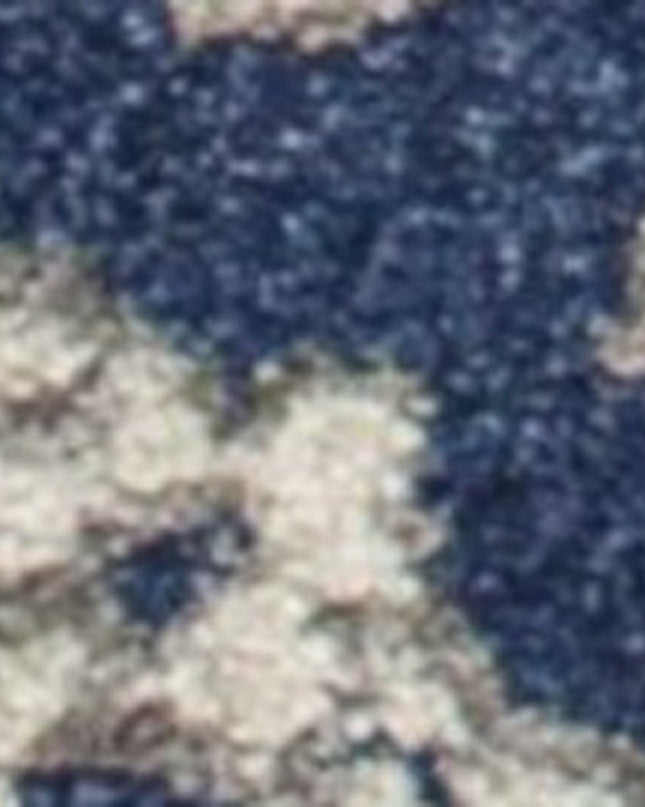 7' X 9' Blue And Ivory Floral Medallion Area Rug