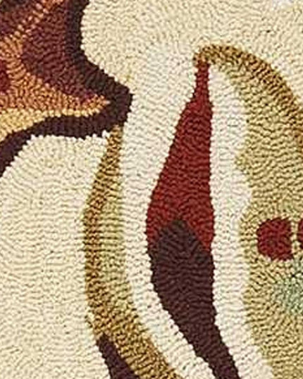 7' X 9' Beige Green And Brown Seashell and Coral Hand Tufted Area Rug