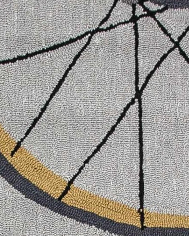5' X 8' Gray Black And Yellow Abstract Geometric Hand Hooked Area Rug