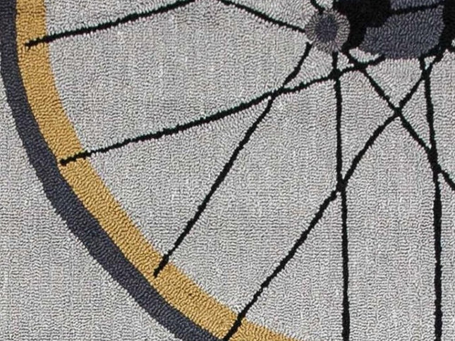 5' X 8' Gray Black And Yellow Abstract Geometric Hand Hooked Area Rug