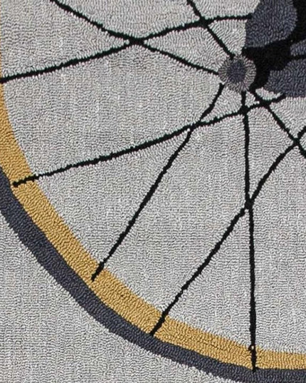 5' X 8' Gray Black And Yellow Abstract Geometric Hand Hooked Area Rug