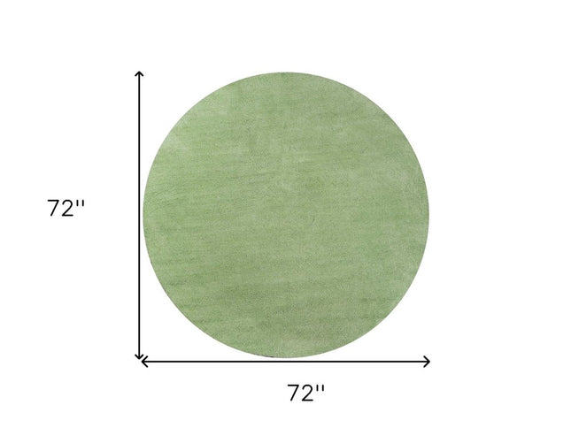 6' Green Shag Hand Woven Round Rug