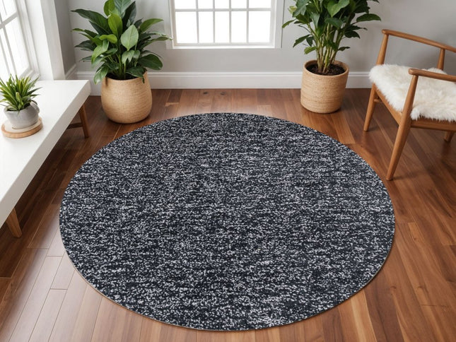 9' X 13' Black And White Shag Hand Woven Area Rug