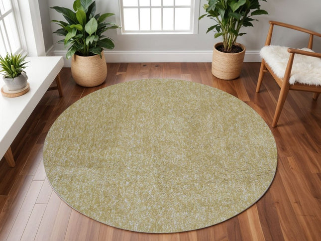 8' Yellow Hand Woven Round Rug