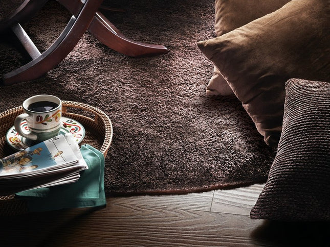 8' X 10' Espresso Shag Hand Woven Area Rug