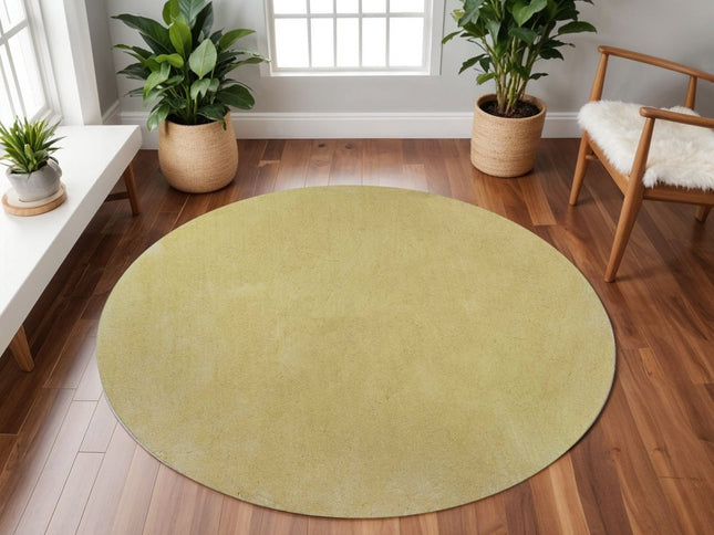 8' Canary Yellow Hand Woven Round Rug