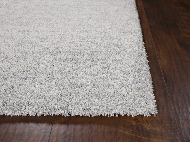 8' Slate Blue And Ivory Abstract Hand Woven Round Rug