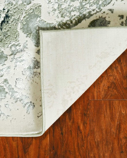 5' X 8' Silver And Black Abstract Area Rug