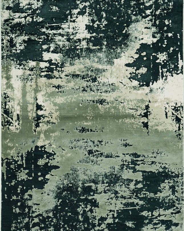 5' X 8' Silver And Charcoal Abstract Area Rug