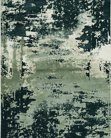 5' X 8' Silver And Charcoal Abstract Area Rug