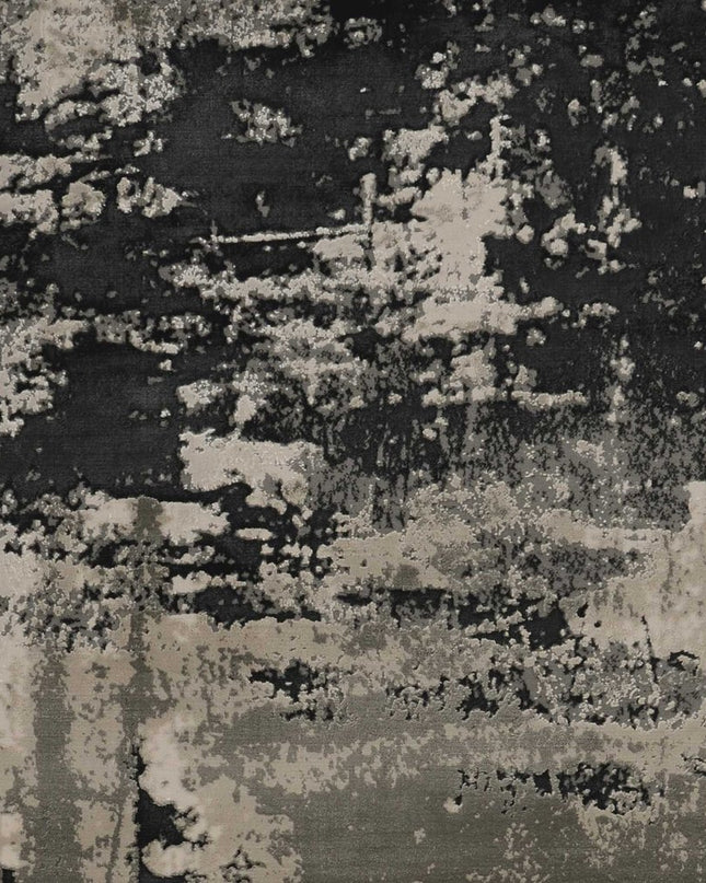 5' X 8' Silver And Charcoal Abstract Area Rug